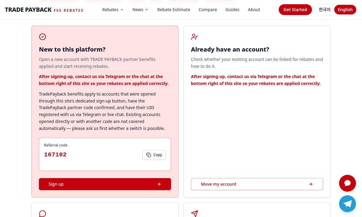 Actual TradePayback interface: Use the dedicated sign-up link and verify the code